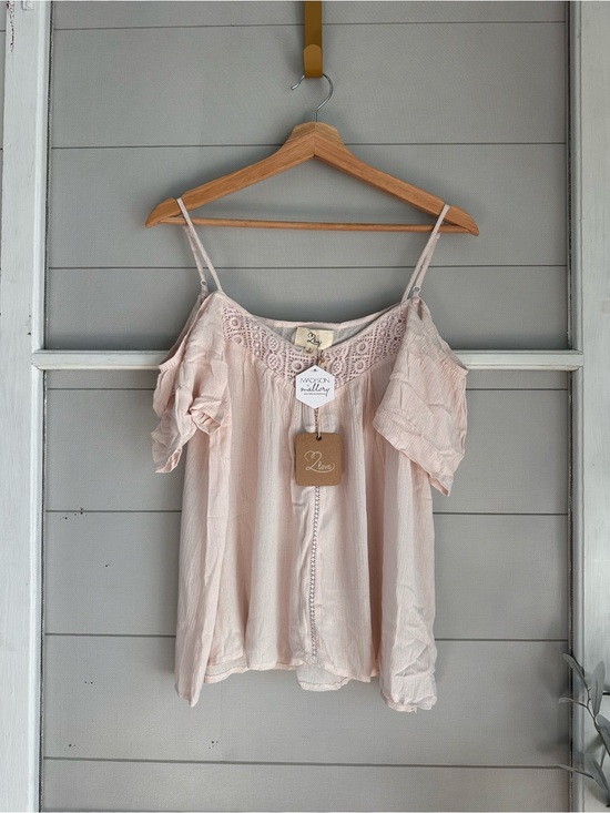 Love Tops - Love Brand Blush Pink Lace Trimmed Top